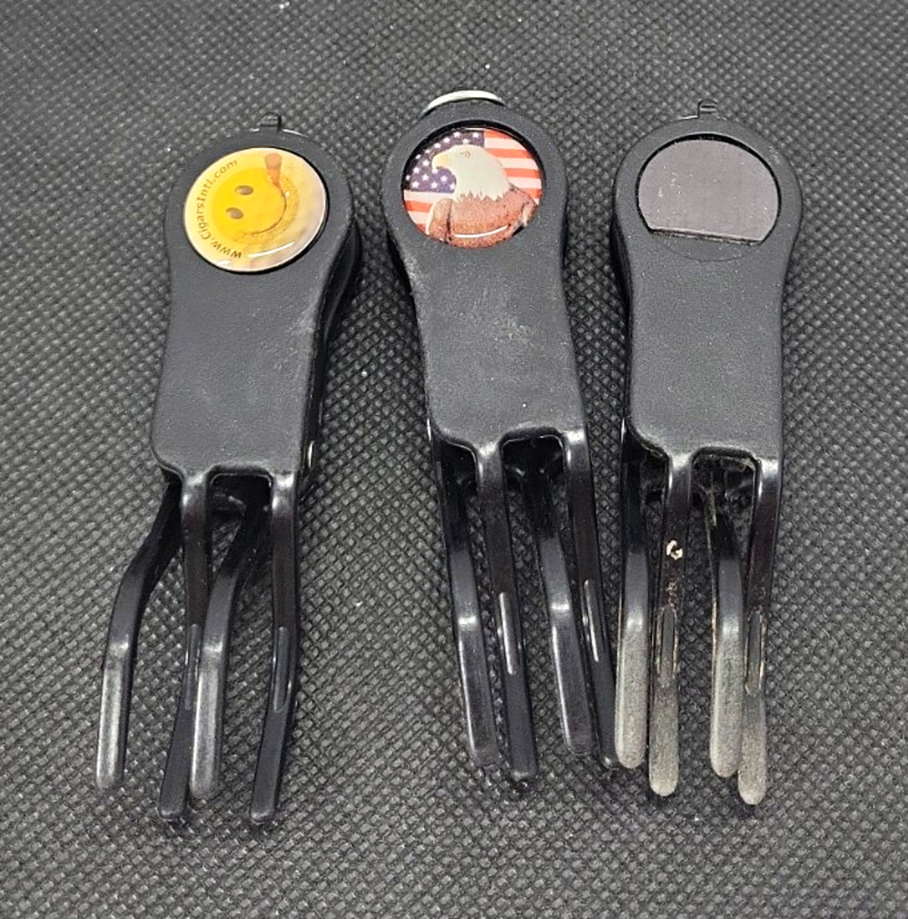 Cigars International Golf Divot Repair Tool Set of 3 Double Prong Metal